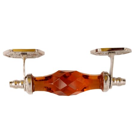 Amber Cut Glass Silver Small Door Handle